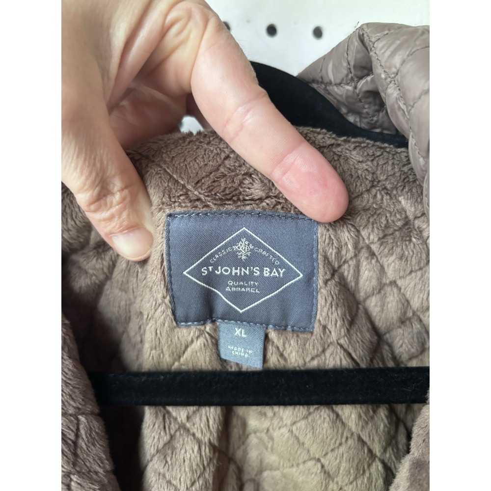 St. John's Bay Longline Quilted Fleece Lined Hooded Jacket Lightweight Womens XL - Picture 4 of 7
